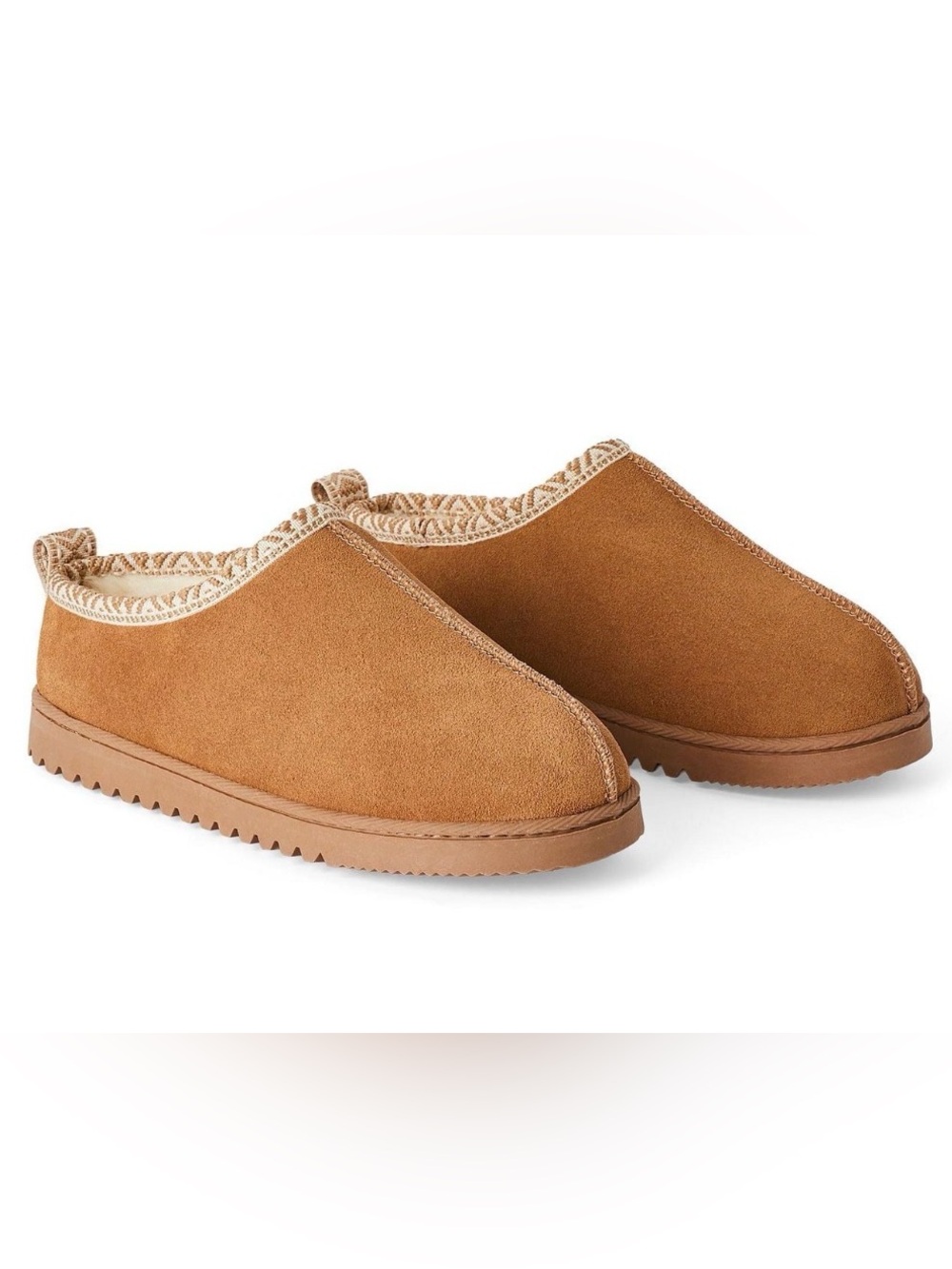 Women's Tan Suede Cozy Slip-On Slippers